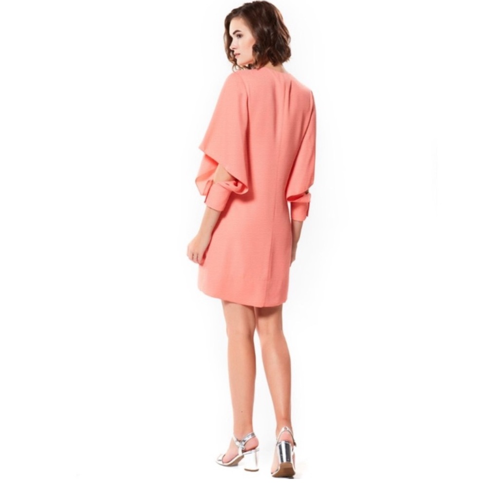 NWT ABBEY GLASS‎ JOJO DRESS Mini Viscose Blend Open Sleeve VNeck Textured SMALL